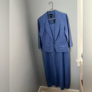 Positive Attitude vintage Blue Maxi or‎ midi Dress with Jacket, 3/4 Sleeve